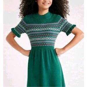 Free Assembly Pullover Short Sleeve Knit Green Dress Size Girls M (7/8)